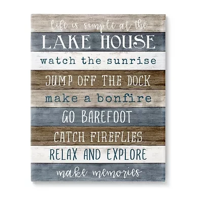 Stupell Industries Life Is Simple Lake House List Canvas Art