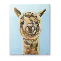 Stupell Industries Happy Llama Farm Animal Face Canvas Art