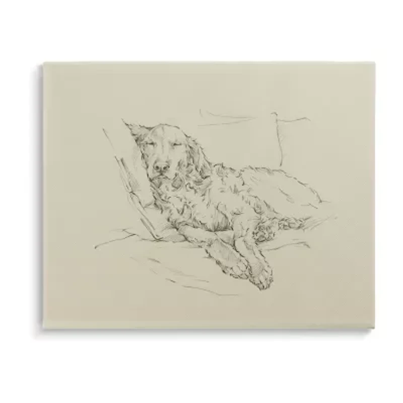 Stupell Industries Fluffy Retriever Dog Sketch Canvas Art