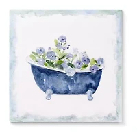 Stupell Industries Charming Blue Bathtub Florals Canvas Art