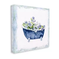 Stupell Industries Charming Blue Bathtub Florals Canvas Art