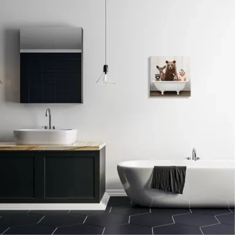 Stupell Industries Woodland Creatures Antique Bathtub Canvas Art