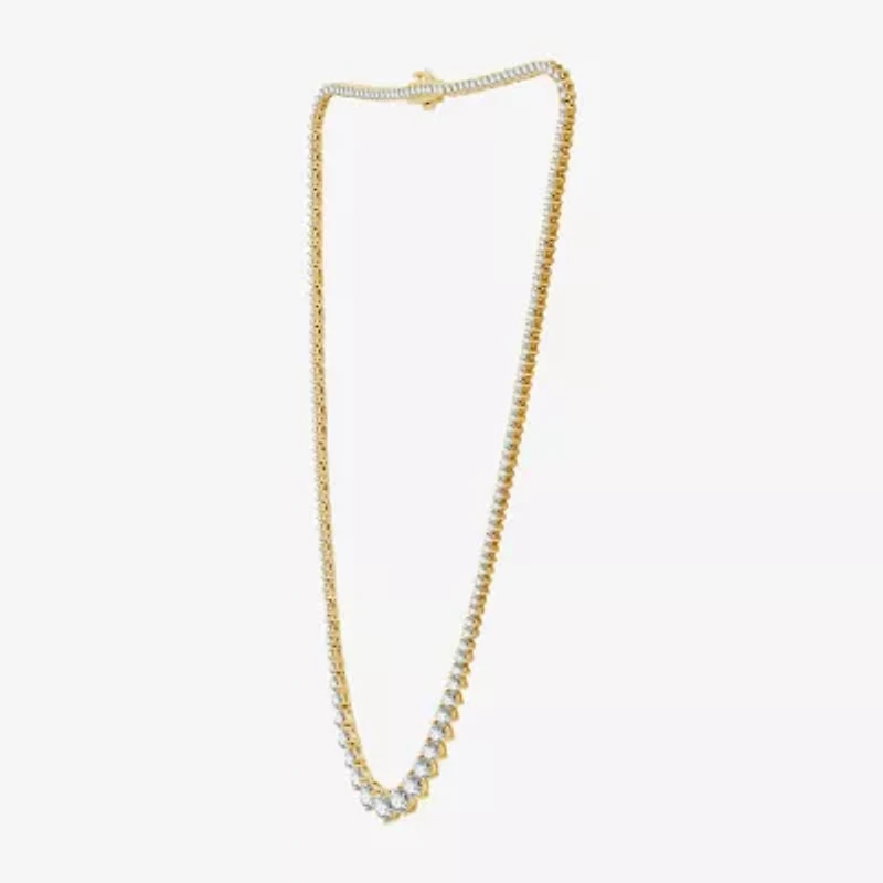 10 CT.T.W. (H-I / I1) Womens Lab Grown Diamond Tennis Necklace in Gold