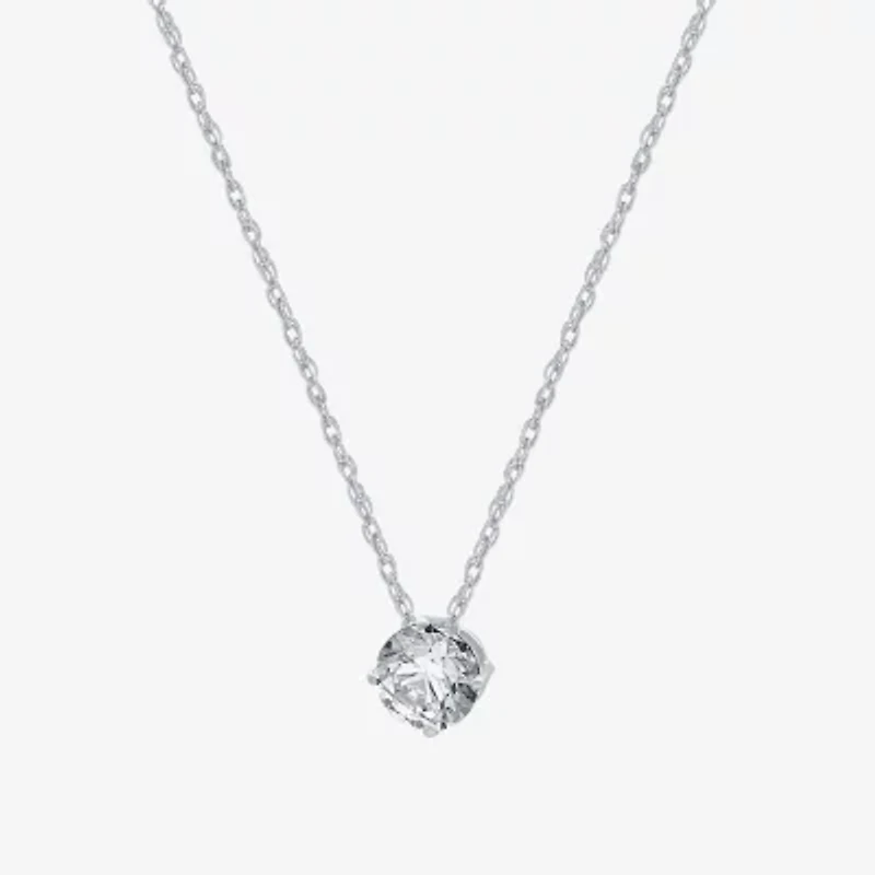Ever Star (H-I / Si2-I1) Womens 1/ CT. T.W. Lab Grown White Diamond 10K Gold Round Pendant Necklace