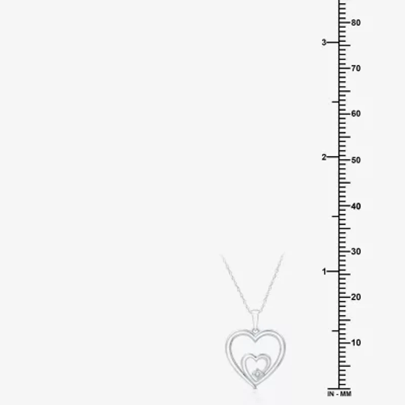 Yes Womens Diamond Accent Natural White Diamond Sterling Silver Heart 18 Inch Pendant Necklace