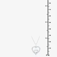 Yes Womens Diamond Accent Natural White Diamond Sterling Silver Heart 18 Inch Pendant Necklace