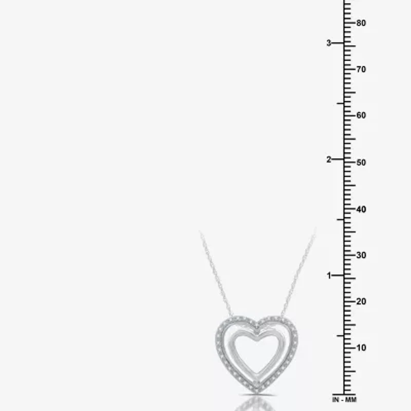 Yes, Please! Womens 1/10 CT. T.W. Natural White Diamond Sterling Silver Heart 18 Inch Pendant Necklace