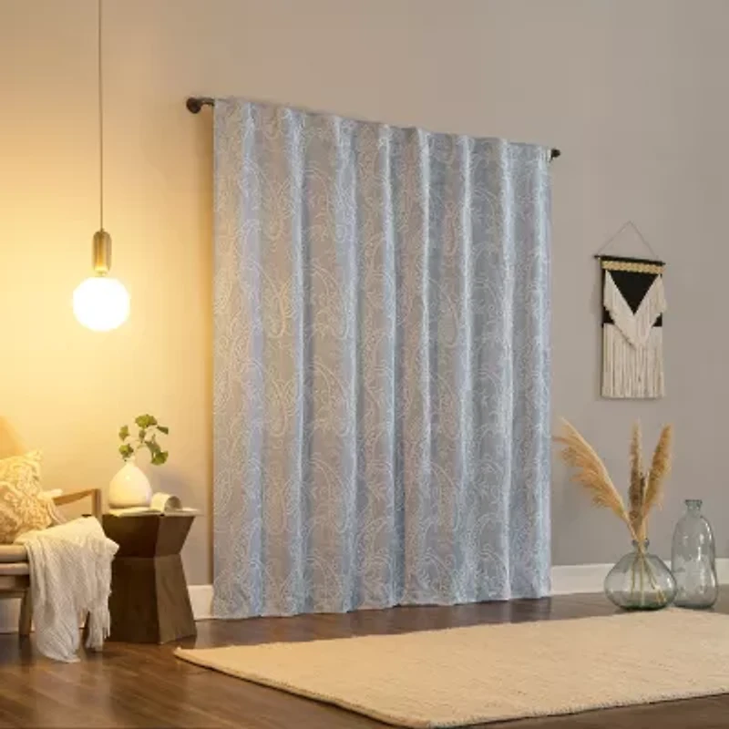Sun Zero Pedra Back Tab 100% Blackout Single Curtain Panel