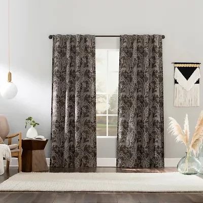 Sun Zero Pedra Back Tab 100% Blackout Single Curtain Panel
