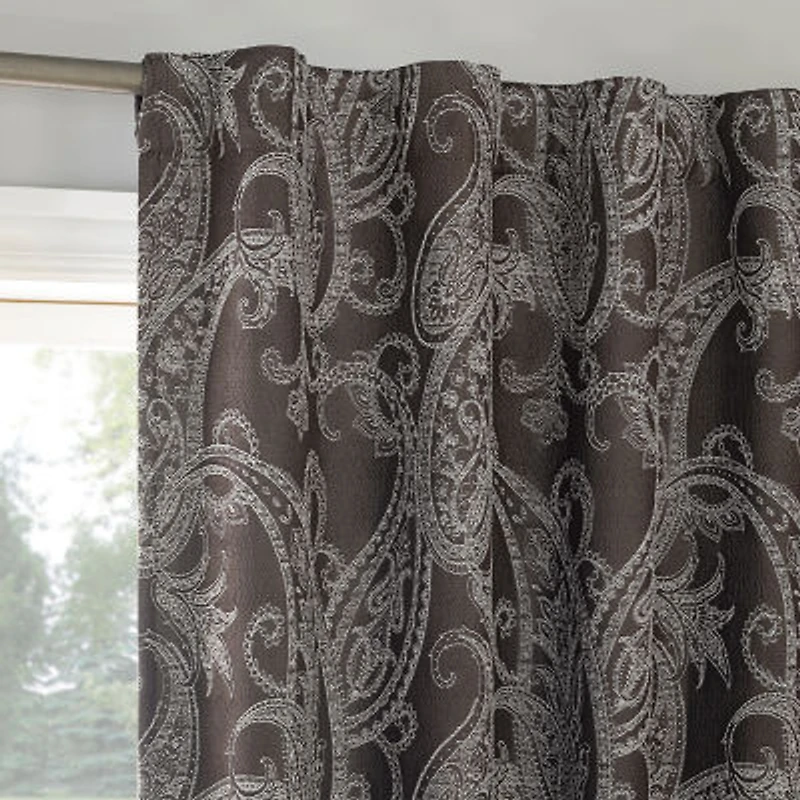 Sun Zero Pedra Back Tab 100% Blackout Single Curtain Panel