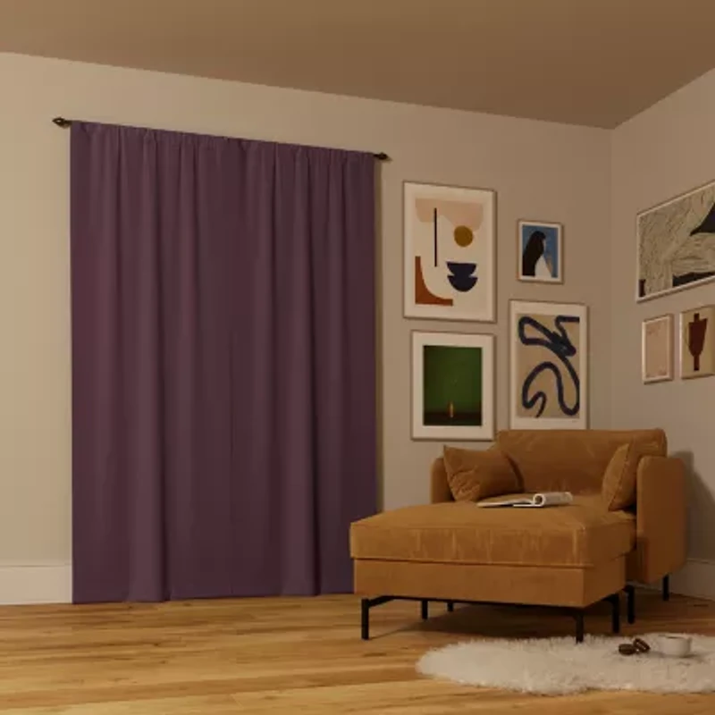 Sun Zero Rianna Rod Pocket 100% Blackout Single Curtain Panel