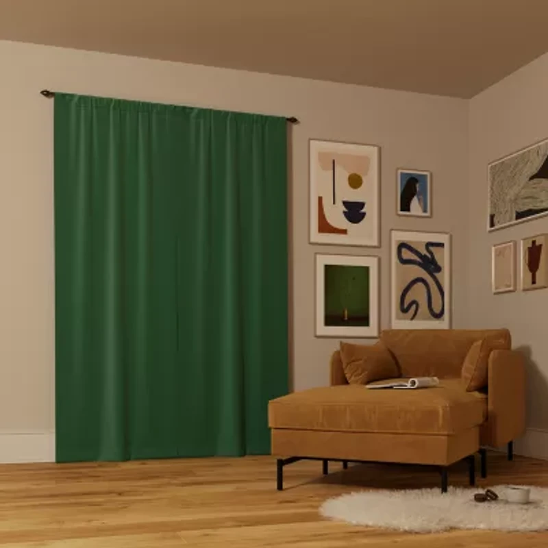 Sun Zero Rianna Rod Pocket 100% Blackout Single Curtain Panel