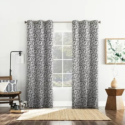 Sun Zero Satti Grommet Top 100% Blackout Single Curtain Panel