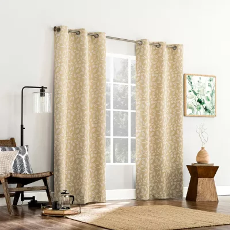 Sun Zero Satti Grommet Top 100% Blackout Single Curtain Panel