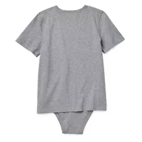 Thereabouts Little & Big Kid Boys Bodysuit Closure Easy-on + Easy-off Adaptive Crew Neck Short Sleeve