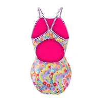Dolfin Womens Easy-on + Easy-off Tie Dye Juniors One Piece Swimsuit