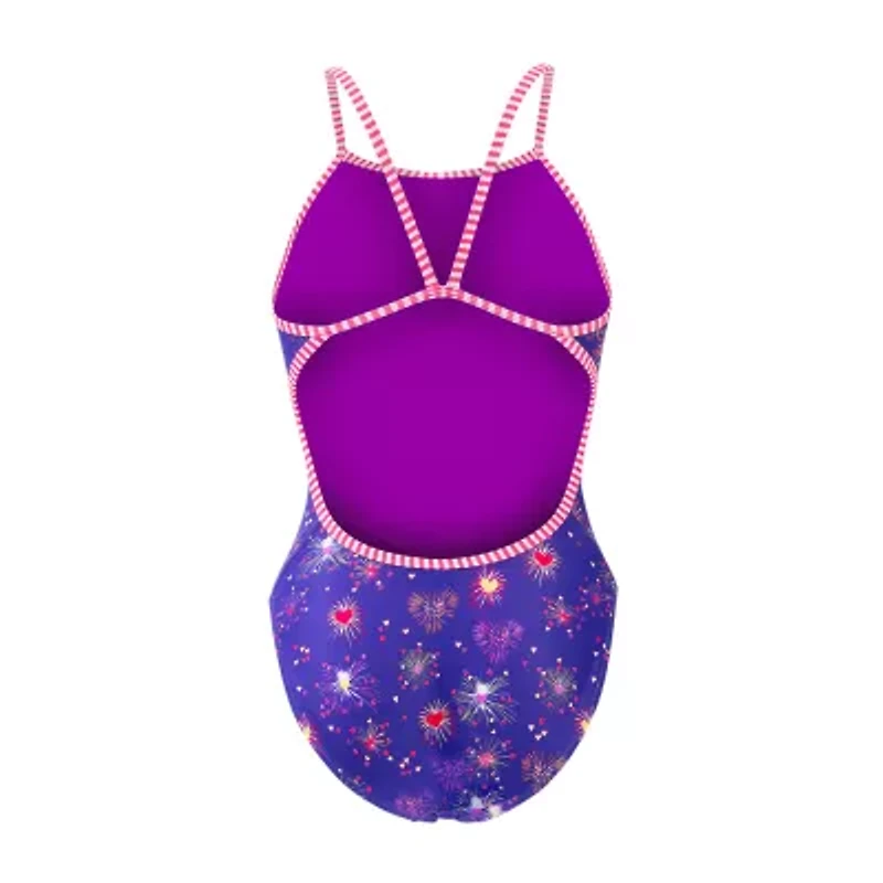 Dolfin Womens Easy-on + Easy-off Hearts Juniors One Piece Swimsuit