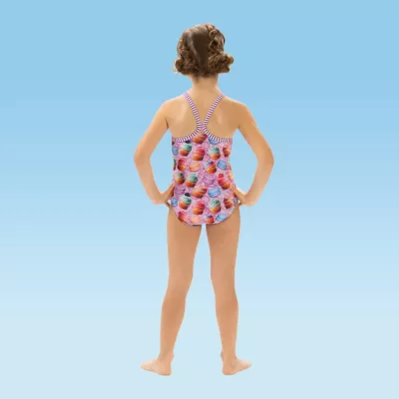Dolfin  Print Toddler & Little Girls Easy-on + Easy-off One Piece Swimsuit