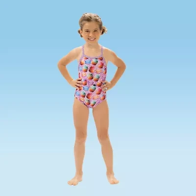 Dolfin  Print Toddler & Little Girls Easy-on + Easy-off One Piece Swimsuit
