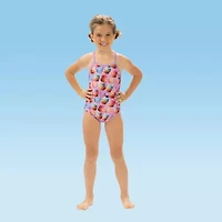 Dolfin  Print Toddler & Little Girls Easy-on + Easy-off One Piece Swimsuit