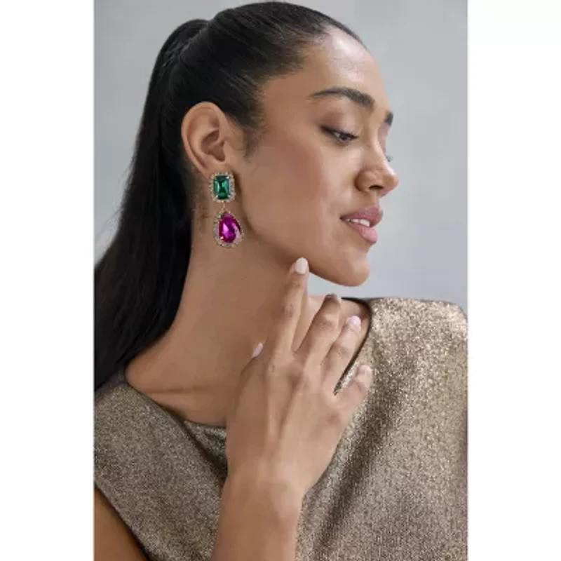 Bijoux Bar Womens Glass Hypoallergenic Drop Earrings