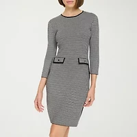 Marc New York Houndstooth Womens 3/4 Sleeve Sheath Dress