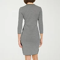 Marc New York Houndstooth Womens 3/4 Sleeve Sheath Dress