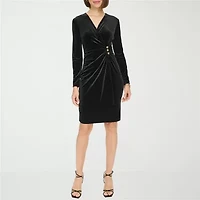 Marc New York Velvet Womens Long Sleeve Sheath Dress