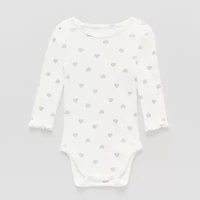 Okie Dokie Baby Girls Round Neck Long Sleeve Rib Bodysuit