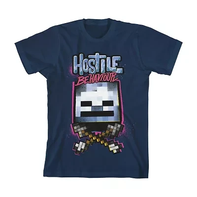 Boys Crew Neck Short Sleeve Relaxed Fit Minecraft Graphic T-Shirt