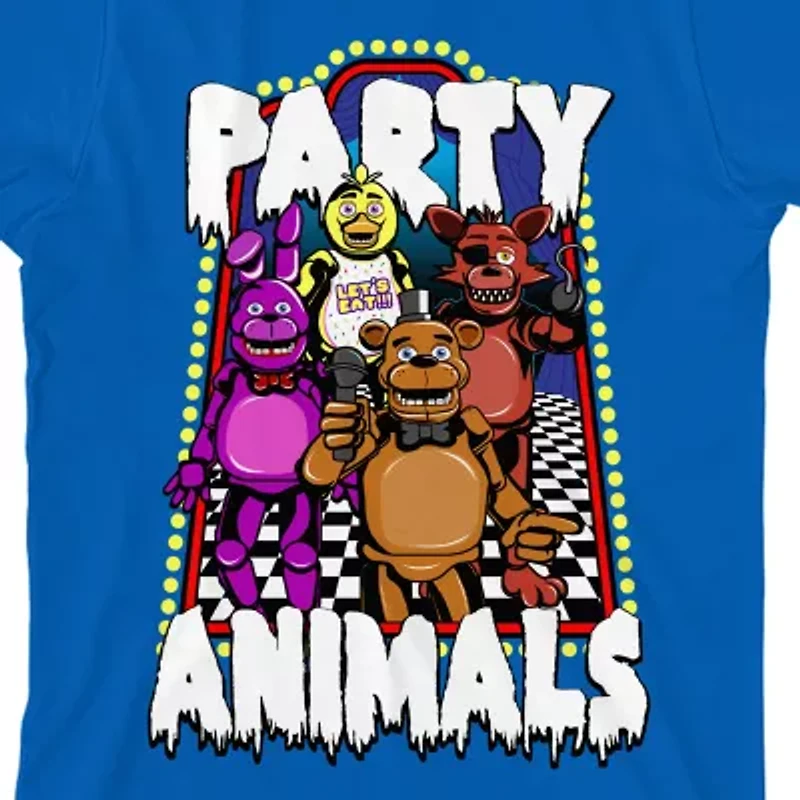 Boys Crew Neck Short Sleeve Relaxed Fit Five Nights at Freddys Graphic T-Shirt