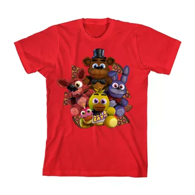 Boys Crew Neck Short Sleeve Relaxed Fit Five Nights at Freddys Graphic T-Shirt