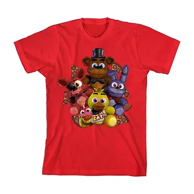 Boys Crew Neck Short Sleeve Relaxed Fit Five Nights at Freddys Graphic T-Shirt