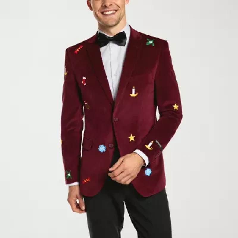 Opposuits Christmas Embroidered Mens Slim Fit Blazer