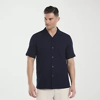 Cubavera Medallian Dobby Mens Short Sleeve Regular Fit Button-Down Shirt