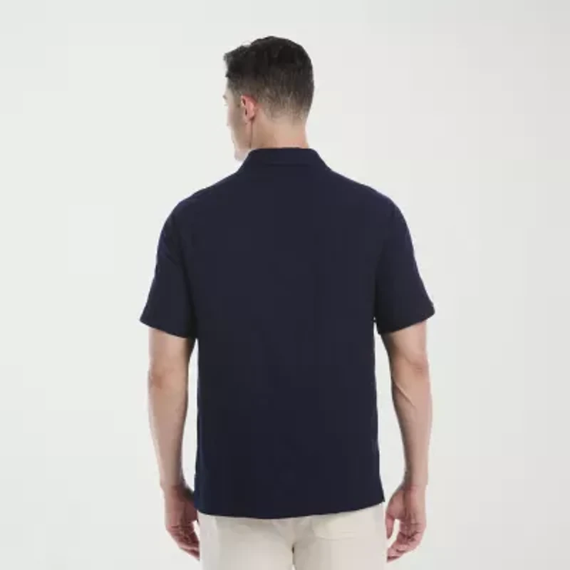 Cubavera Medallian Dobby Mens Short Sleeve Regular Fit Button-Down Shirt