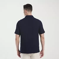 Cubavera Medallian Dobby Mens Short Sleeve Regular Fit Button-Down Shirt