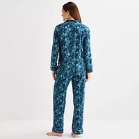 Liz Claiborne Womens Flannel Long Sleeve 2-pc. Pajama Sets