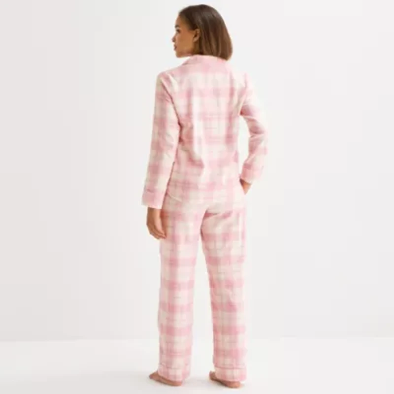 Liz Claiborne Womens Flannel Long Sleeve 2-pc. Pajama Sets