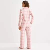 Liz Claiborne Womens Flannel Long Sleeve 2-pc. Pajama Sets