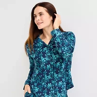 Liz Claiborne Womens Flannel Long Sleeve 2-pc. Pajama Sets