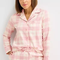 Liz Claiborne Womens Flannel Long Sleeve 2-pc. Pajama Sets