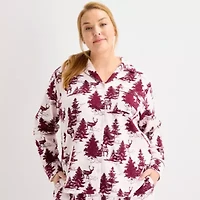 Liz Claiborne Womens Flannel Long Sleeve 2-pc. Matching Family Plus Pajama Sets