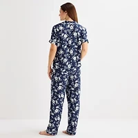 Liz Claiborne Cool and Calm Womens Short Sleeve 2-pc. Pajama Sets