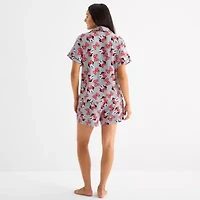 Disney Mjc Womens Easy-on + Easy-off Minnie Mouse Knit Short Sleeve 2-pc. Pajama Shorts