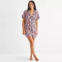 Disney Mjc Womens Easy-on + Easy-off Minnie Mouse Knit Short Sleeve 2-pc. Pajama Shorts