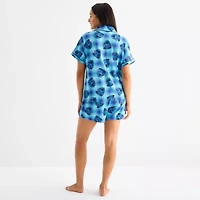 Disney Mjc Womens Easy-on + Easy-off Lilo & Stitch Knit Short Sleeve 2-pc. Pajama Shorts