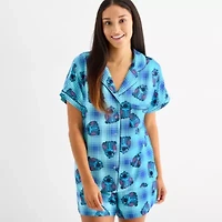 Disney Mjc Womens Easy-on + Easy-off Lilo & Stitch Knit Short Sleeve 2-pc. Pajama Shorts