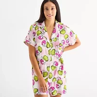 Disney Mjc Womens Easy-on + Easy-off Grinch Knit Short Sleeve 2-pc. Pajama Shorts