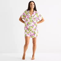 Disney Mjc Womens Easy-on + Easy-off Grinch Knit Short Sleeve 2-pc. Pajama Shorts